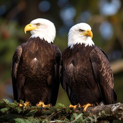 Two Majestic Bald Eagles Perched