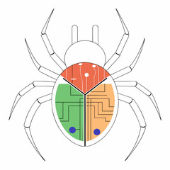 Spider with circuit board pattern on its back