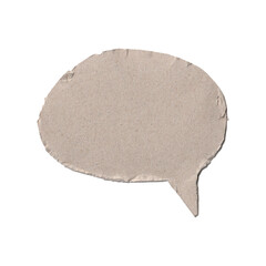 Isolated Oval Cardboard Speech Bubble with Ripped Edges. Rustic Beige Dialogue Comic Element PNG.

