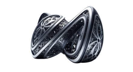 Complex metal structure isolated on transparent background, a captivating design