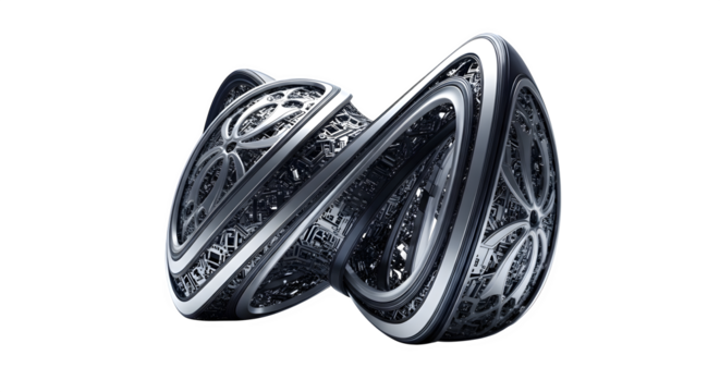 Complex metal structure isolated on transparent background, a captivating design