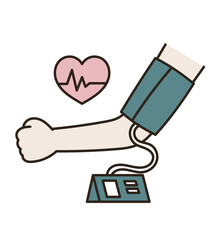 血圧計で血圧を測るイラスト