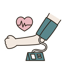 血圧計で血圧を測るイラスト