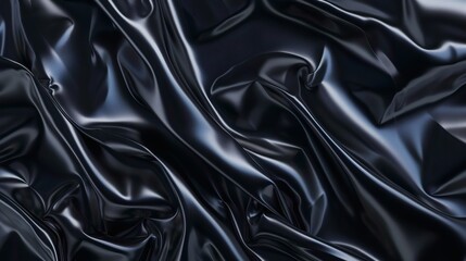 Fototapeta premium Dark draped fabric with smooth, shiny surface