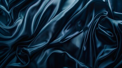 Fototapeta premium Dark teal silk drapery with luxurious, smooth texture