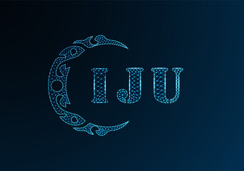 Low poly letter logo IJU design. IJU letter logo low poly vector design on blue color gradient background. IJU logo low poly design