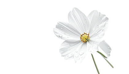 White flower with water droplets, centered right