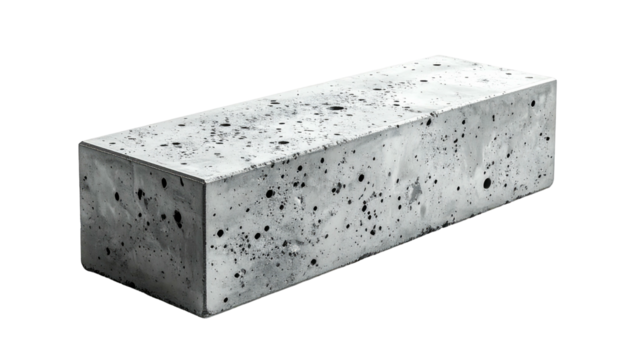 Rectangular gray concrete block with speckled surface