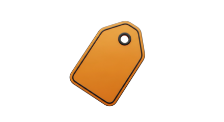 Orange tag with black border and hole label