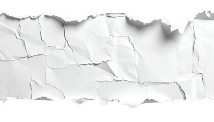 Crumpled, torn strip of white paper on solid black background