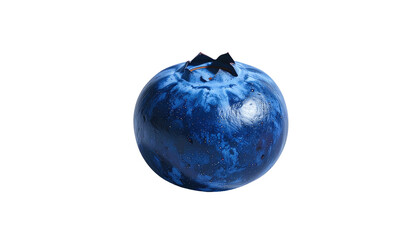Single blueberry, round shape, and deep blue color against black