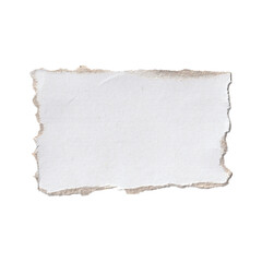 Horizontal Ripped Paper Fragment Isolated. Distressed White Cardboard Note Element with Torn Edges PNG.
