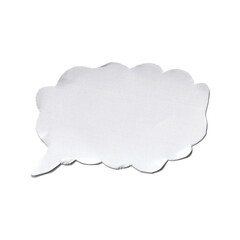 Isolated White Clay Speech Bubble Shape. Organic Scalloped Comic Dialogue Element PNG.
