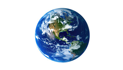 Earth view with clouds, continents, and ocean on a black background