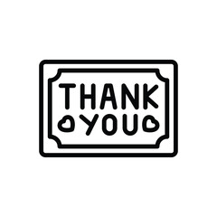 Black line icon for thank you note