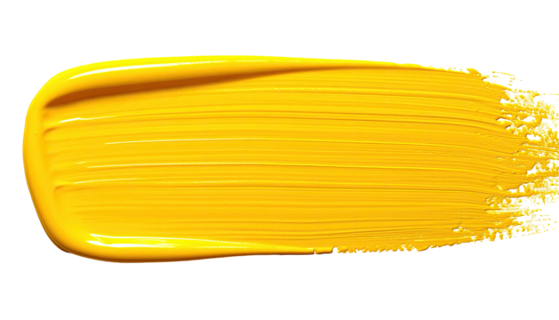 Vibrant, horizontal brushstroke of thick, bright yellow paint - Powered by Adobe