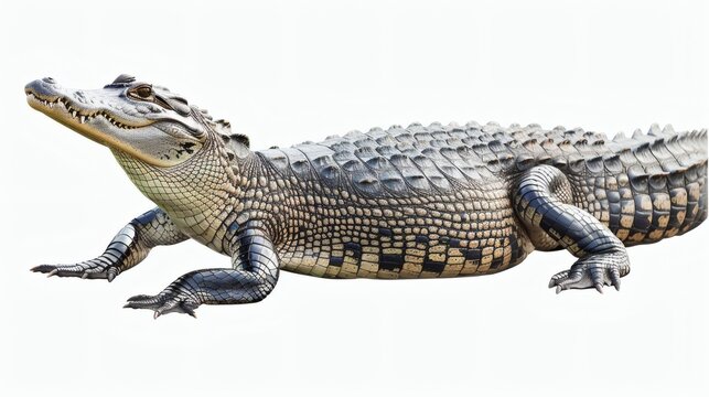 Spectacular young crocodile isolated on white background