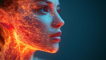 Creative Neural Pathways Portrait of Woman Expressing Human Mind and Cognitive Power 