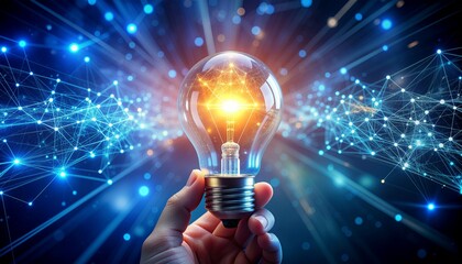 Person Holding Glowing Light Bulb Representing Innovation, Creativity, and Bright Ideas