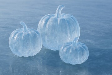 Frozen Polka Surreal Art Objects Made of Ice Pumpkins.