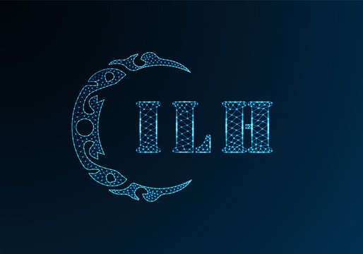 Low poly letter logo ILH design. ILH letter logo low poly vector design on blue color gradient background. ILH logo low poly design