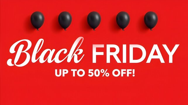 Black Friday Sale 80% Off Vector Banner Template with Golden Typography and Shopping Icons