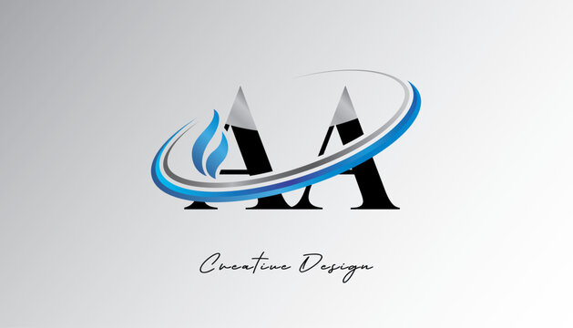 AA Flame Swoosh Monogram Logo &ndash; Energy, Tech & Futuristic Branding