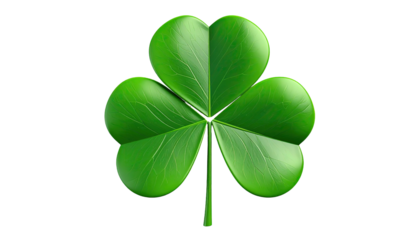 Shamrock Green clover with three symmetrical leaves on black