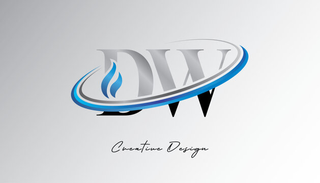 DW Flame Swoosh Monogram Logo &ndash; Energy, Tech & Futuristic Branding