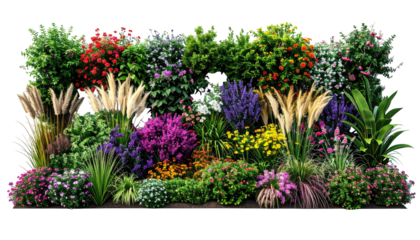 Lush floral garden bursting with vibrant colors and textures