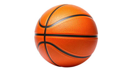 Orange basketball with black seams isolated on a black background