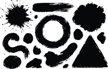 Hand Drawn Brush Strokes Vector Set – Straight Lines, Thick Smears, Grunge Paint Texture, Sketchy Rectangles, Text Boxes, Vector Illustration.