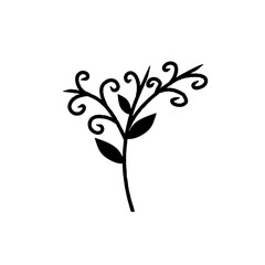 Decorative Floral Branch Silhouette Vector Illustration