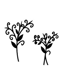 Decorative Floral Branch Silhouette Vector Illustration