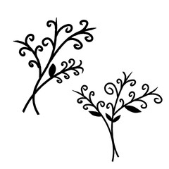 Decorative Floral Branch Silhouette Vector Illustration