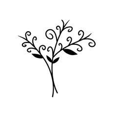 Decorative Floral Branch Silhouette Vector Illustration