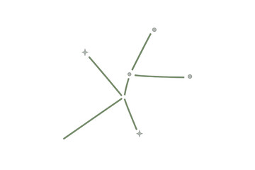 Abstract star shape forming intricate network connection with lines and circles, showing data exchange concept