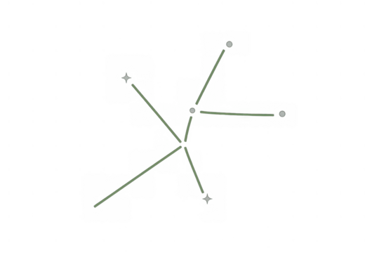 Abstract star shape forming intricate network connection with lines and circles, showing data exchange concept