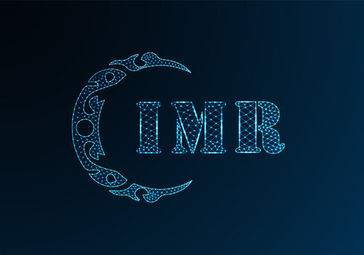 Low poly letter logo IMR design. IMR letter logo low poly vector design on blue color gradient background. IMR logo low poly design