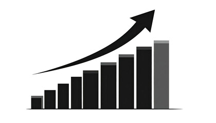 Ascending bars chart with an arrow on a black background