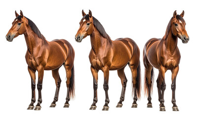 Obraz premium Three brown horses standing against black backdrop