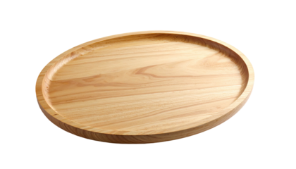 Oval wooden tray, light wood grain, slightly angled shot