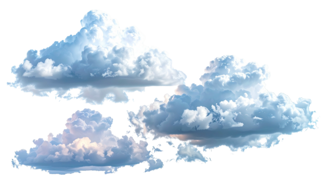 Cluster of puffy white clouds isolated on a black backdrop