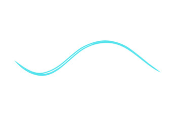 Abstract teal wave line tracing light trail element on transparent background for dynamic design