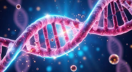 DNA Structure 3D Illustration: Genetic Code, Helix Strand and Molecular Biology Visualization for Scientific and Medical Concepts