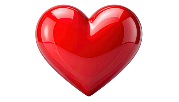 Shiny, bright red heart with smooth curves, on dark background