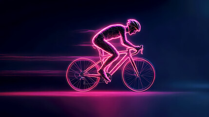 Fototapeta premium Abstract cyclist figure formed by heartbeat lines, representing the deep connection between health and cycling