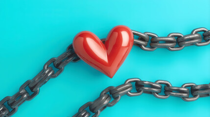 Bicycle chain forming a heartbeat line, symbolizing the rhythm of cycling and its impact on heart health