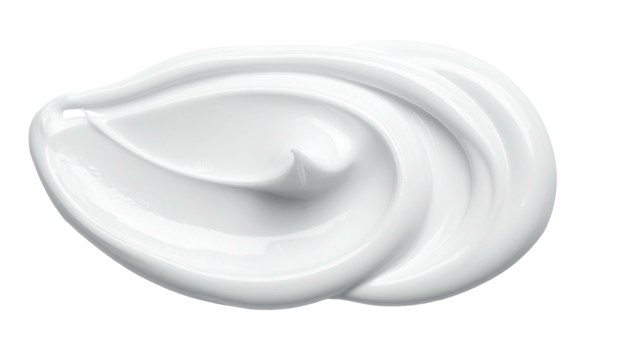 Swirl of thick, creamy, white substance on a black background