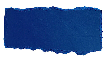 Torn piece of dark blue paper with rough, deckled edges